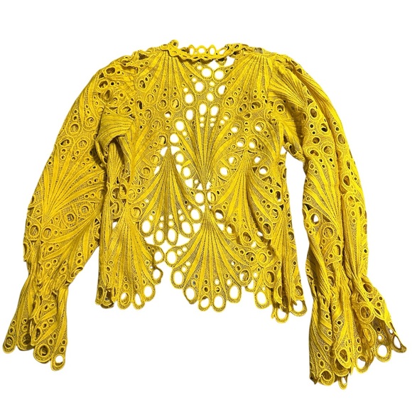 Elegant Yellow Lace Blouse - Picture 8 of 8